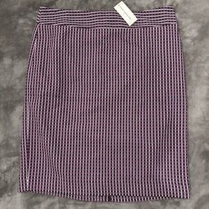 Ann Taylor Women's 8 Purple Black White Check Pencil Straight Lined Skirt